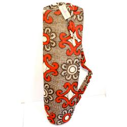 Dutch Wax Cloth Brown, White and Red Tripod Bag (Rwanda)