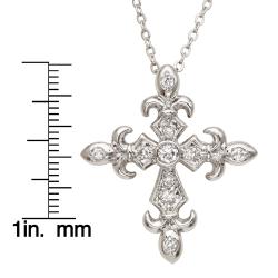 Silvertone White Cubic Zirconia Cross Pendant