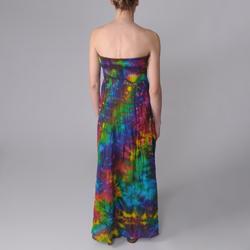 Journee Collection Junior's Smocked Bodice Tie-dye Print Maxi Dress