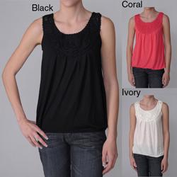 Coolwear Junior's Embellished Neckline Sleeveless Top