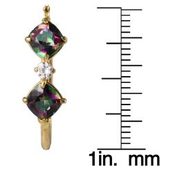 10k Yellow Gold Mystic Green Topaz and Cubic Zirconia Hoop Earrings