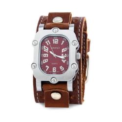 Nemesis Men's Classic Burgundy Rugged Leather Cuff Band Watch