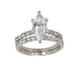NEXTE Jewelry Silvertone Marquise Cubic Zirconia Bridal-style Ring Set