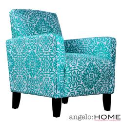 angelo:HOME Sutton Modern Damask Turquoise Blue Arm Chair