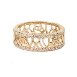NEXTE Jewelry Goldtone Cubic Zirconia Filigree Band