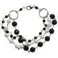 Pearls For You Black and White 3-Strand Freshwater Pearl Bracelet (6-7 mm)