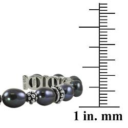 Pearls For You Silver Black Freshwater Pearl Cuff (6.5-7.5 mm)