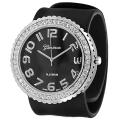 Geneva Platinum Women's Rhinestone-accented Silicone Slap Watch