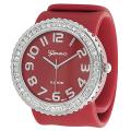 Geneva Platinum Women's Rhinestone-accented Silicone Slap Watch