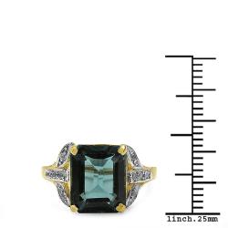 Malaika 14k Gold over Silver London Blue Topaz and White Topaz Ring