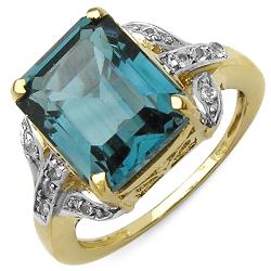 Malaika 14k Gold over Silver London Blue Topaz and White Topaz Ring