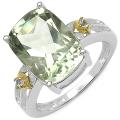 Malaika Sterling Silver Green Amethyst and White Topaz Ring