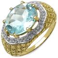 Malaika 14k Gold over Silver Blue Topaz and White Topaz Ring