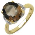 Sterling Silver Oval-cut Smoky Quartz Ring