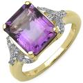 Malaika 14k Gold over Sterling Silver Amethyst and White Topaz Ring