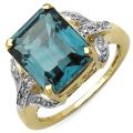 Malaika 14k Gold over Silver London Blue Topaz and White Topaz Ring