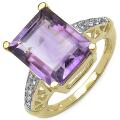 14k Gold over Sterling Silver Amethyst and White Topaz Ring