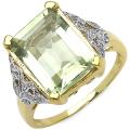 14k Gold over Sterling Silver Green Amethyst and White Topaz Ring