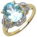 14k Gold over Sterling Silver Blue Topaz and White Topaz Ring