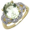 Malaika 14k Gold over Sterling Silver Green Amethyst and White Topaz Ring