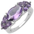 Sterling Silver Marquise-cut Amethyst Fashion Ring