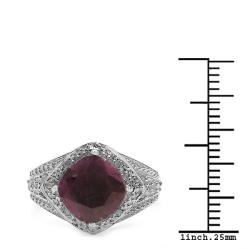 Sterling Silver Ruby and 1/10ct TDW Diamond Ring (I-J, I2-I3)