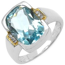 Malaika Sterling Silver Blue Topaz Two-Tone Ring