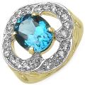 Malaika 14k Gold over Sterling Silver London Blue Topaz and White Topaz Ring