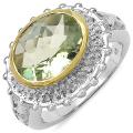 Malaika Sterling Silver Green Amethyst and White Topaz Ring