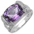 Sterling Silver Cushion-cut Amethyst and White Topaz Ring
