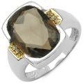 Malaika Sterling Silver Smoky Quartz Two-Tone Ring