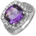 Sterling Silver Topaz and Amethyst Ring