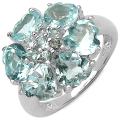 Sterling Silver Genuine Blue Topaz Hearts Ring