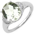 Malaika Sterling Silver Oval-cut Green Amethyst and White Topaz Ring