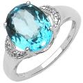 Sterling Silver Oval-cut London Blue and White Topaz Ring