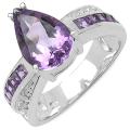 Sterling Silver Pear-cut Amethyst and White Topaz Ring