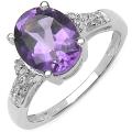 Sterling Silver Oval-cut Amethyst and White Topaz Ring