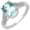 Malaika Sterling Silver Oval-cut Blue Topaz and White Topaz Ring