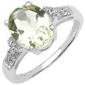 Malaika Sterling Silver Oval-cut Green Amethyst and White Topaz Ring