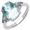 Sterling Silver Oval-cut Blue Topaz and Tanzanite Ring