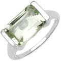 Sterling Silver Emerald-cut Green Amethyst Fashion Ring