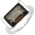 Sterling Silver Emerald-cut Smokey Quartz Fashion Ring