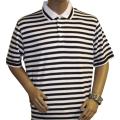 Ashworth EZ-Tech Striped White/ Navy Polo Golf Shirt