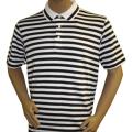 Ashworth EZ-Tech Striped White/ Navy Polo Golf Shirt