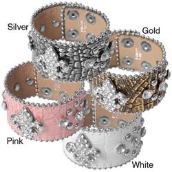 Journee Collection Women's Fleur-de-lis Accent Snap Bracelets