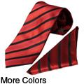 Boston Traveler Men's Striped Pattern Tie Hanky Set
