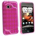 Clear/ Hot Pink Argyle TPU Rubber Case for HTC Droid Incredible