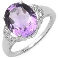 Sterling Silver Oval-cut Amethyst and White Topaz Ring