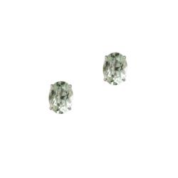 10k White Gold Oval-cut Green Amethyst Stud Earrings