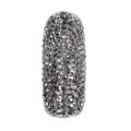 Silvertone Black Rhinestone Full Finger Fashion Ring